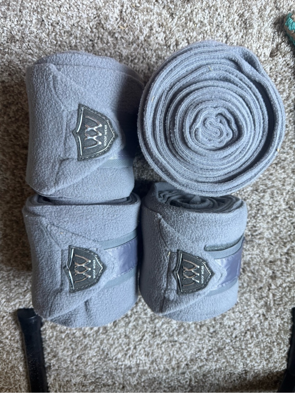 Gray Fleece Polo Wraps for Horses - Set of 4